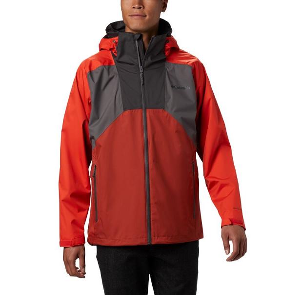 Columbia Rain Scape Rain Jacket Grey Red For Men's NZ37102 New Zealand